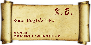 Kese Boglárka névjegykártya